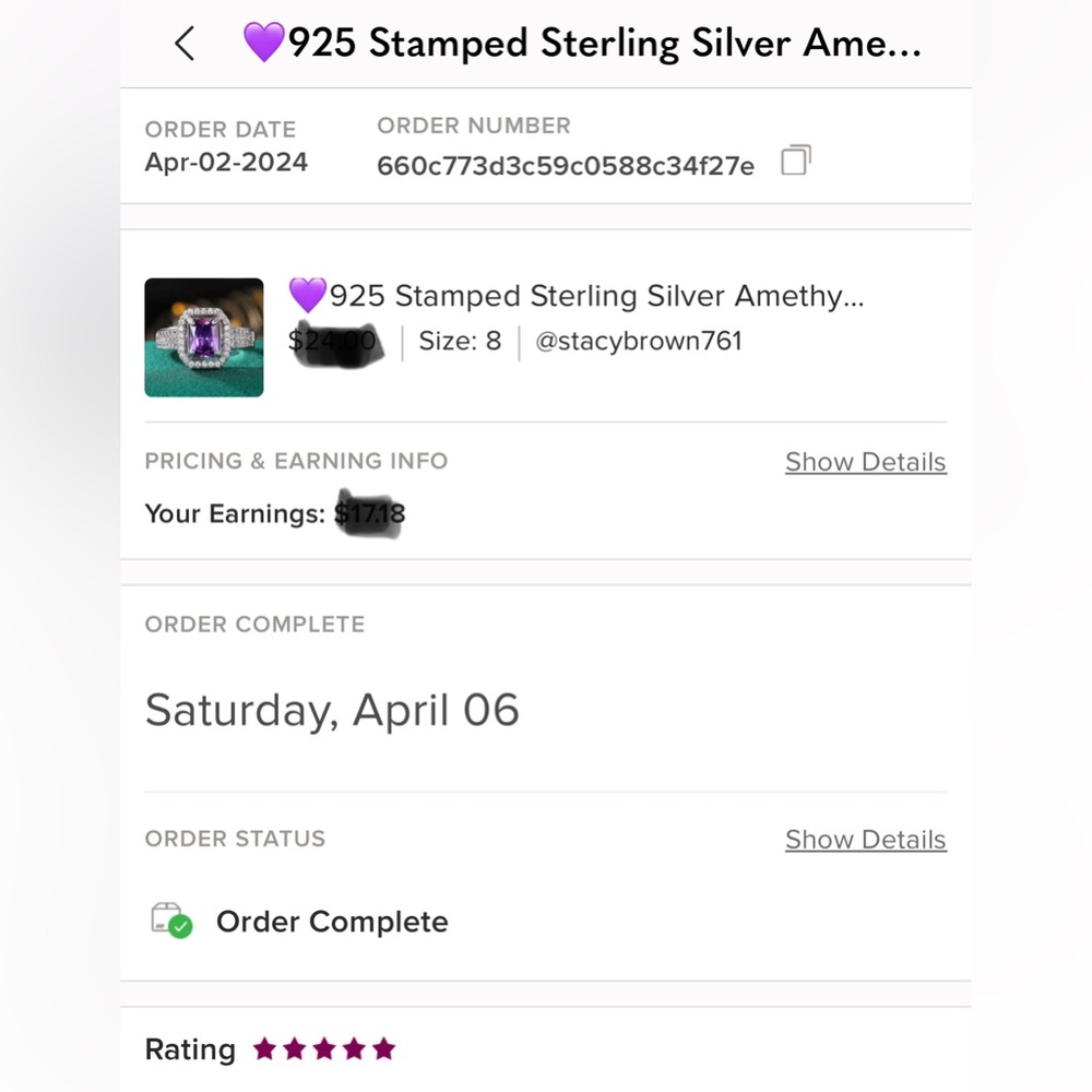 💜925 Stamped Sterling Silver Amethyst Ring💜 - Picture 7 of 7